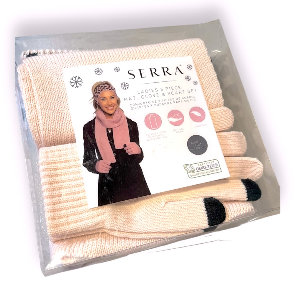 Pink Gloves scarf headband set new
